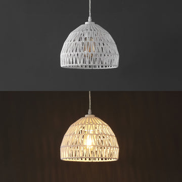 Campana 20" Bohemian Modern Woven Rattan/Iron LED Pendant